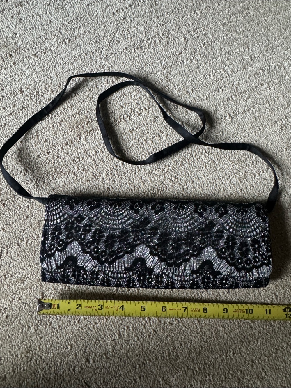 Nina Black Lace Evening Clutch Bag
